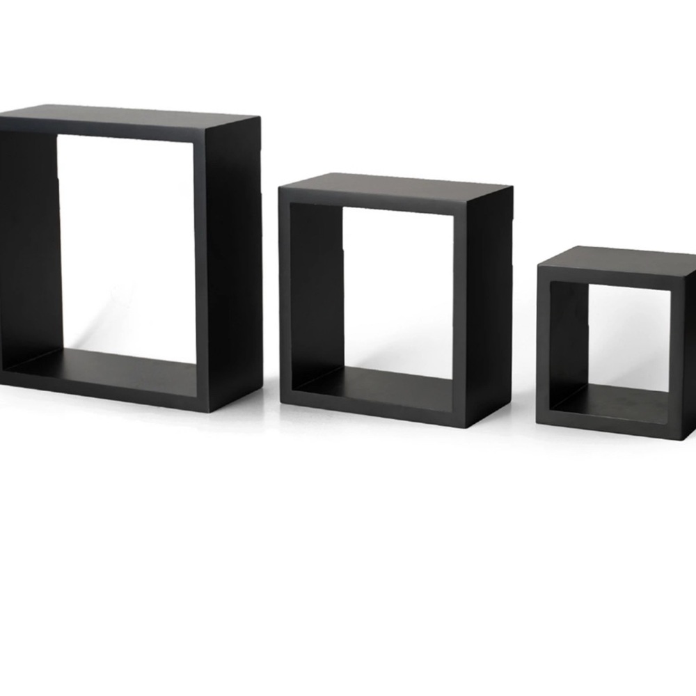 Black Cube Wall Shelves Set of Three - Picture 3 of 4